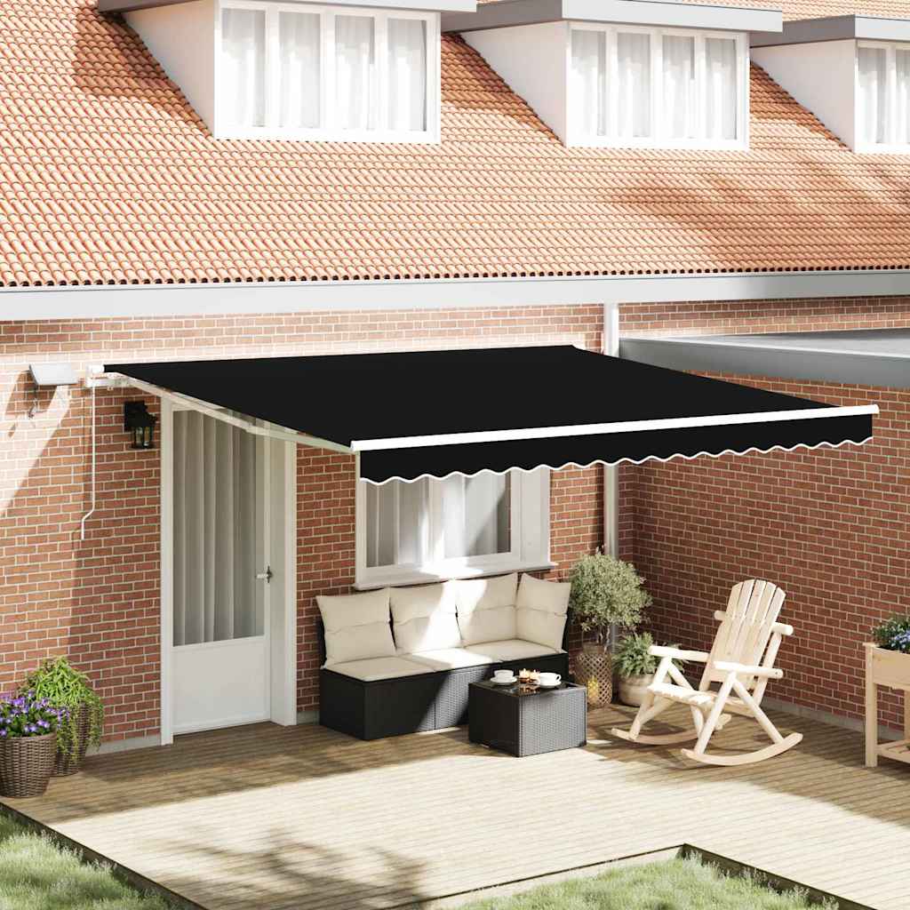 Tenda retrattile Nero 400 × 300 cm Tessuto e Alluminio
