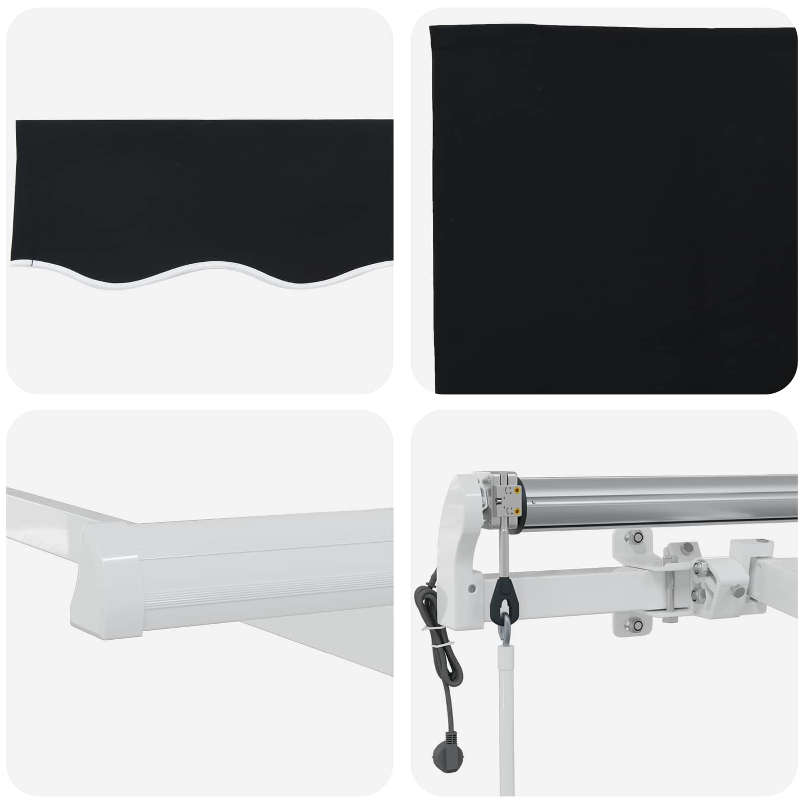 Tenda retrattile Nero 400 × 300 cm Tessuto e Alluminio