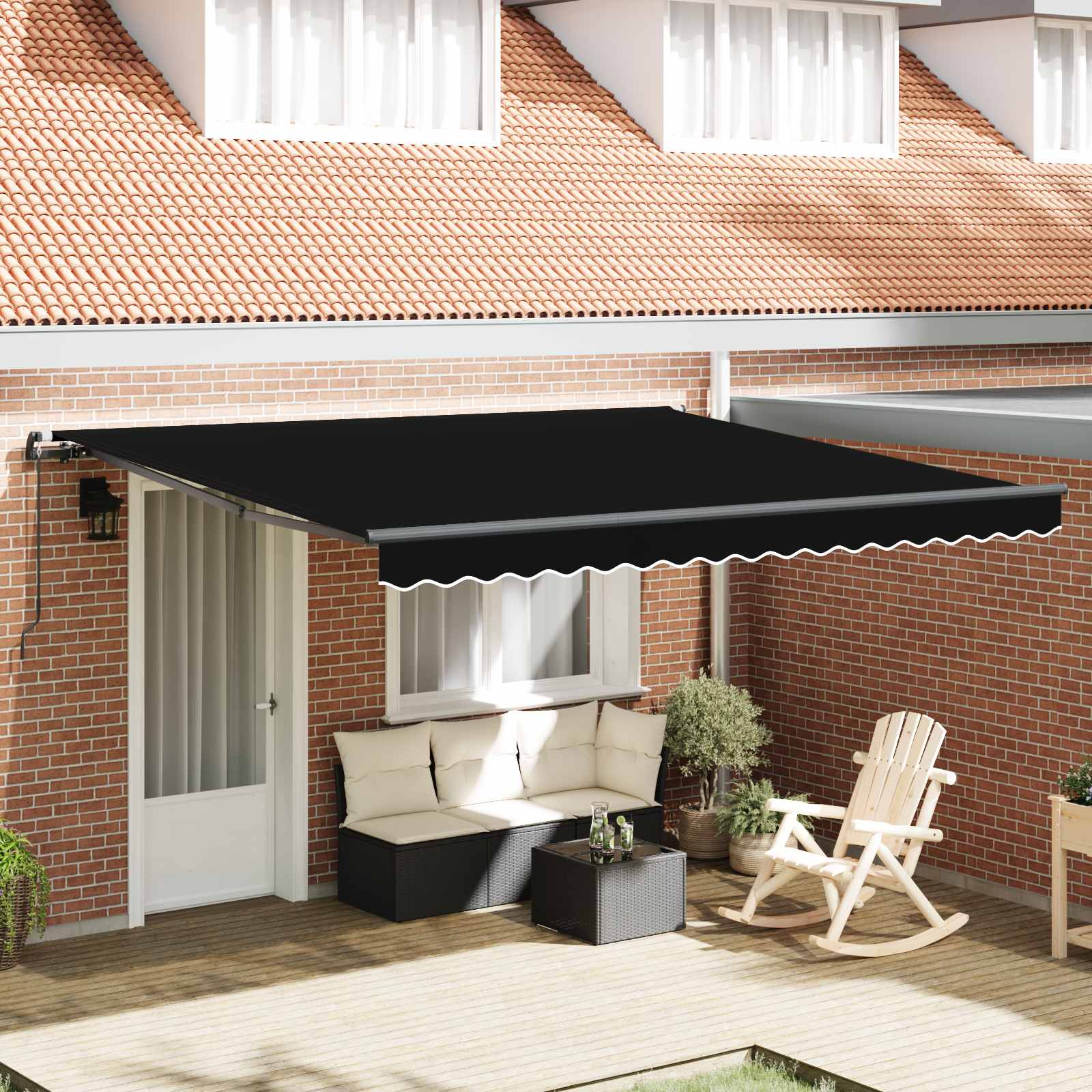 Tenda retrattile Nero 400 × 300 cm Poliestere e Alluminio