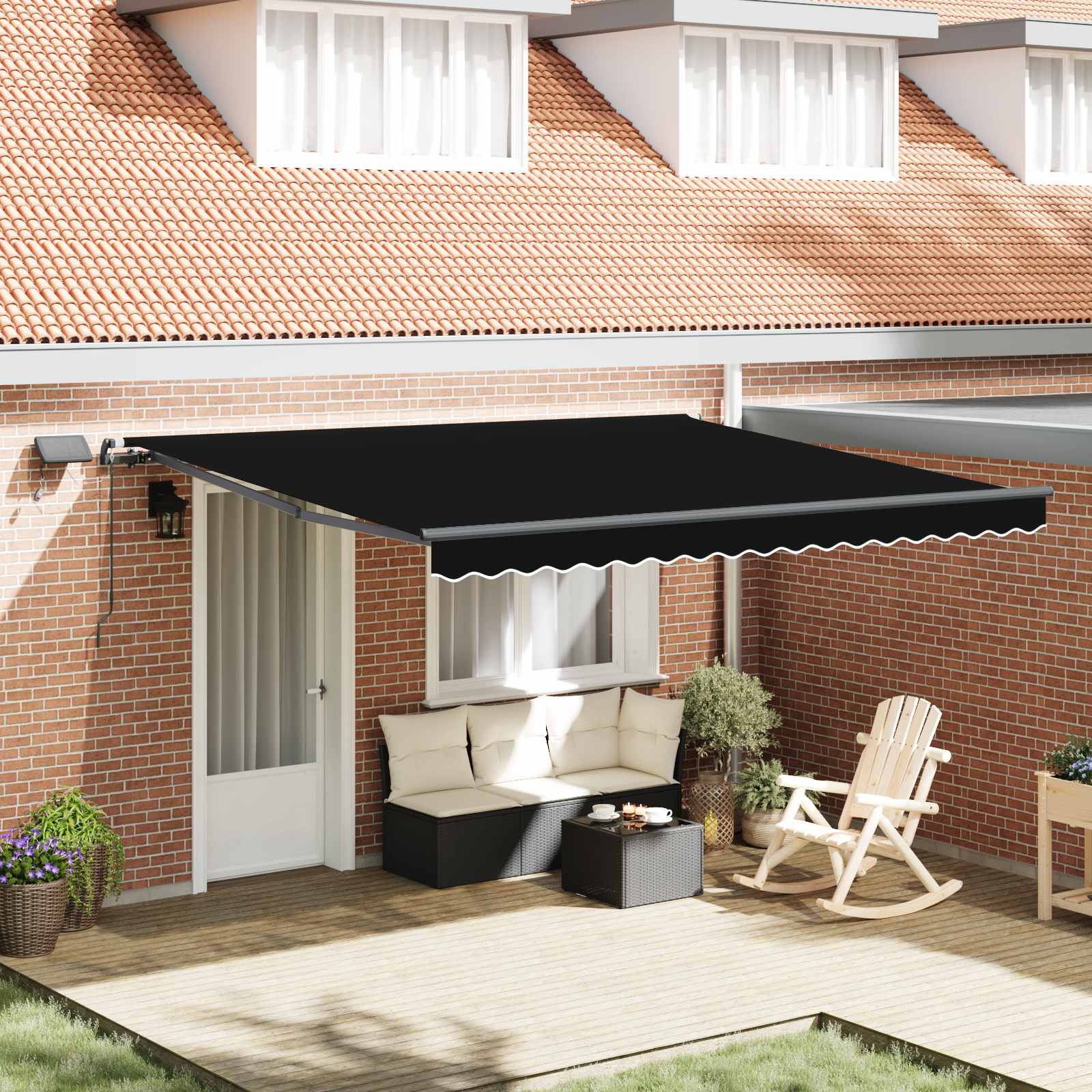 Tenda retrattile Nero 400 × 300 cm Tessuto e Alluminio