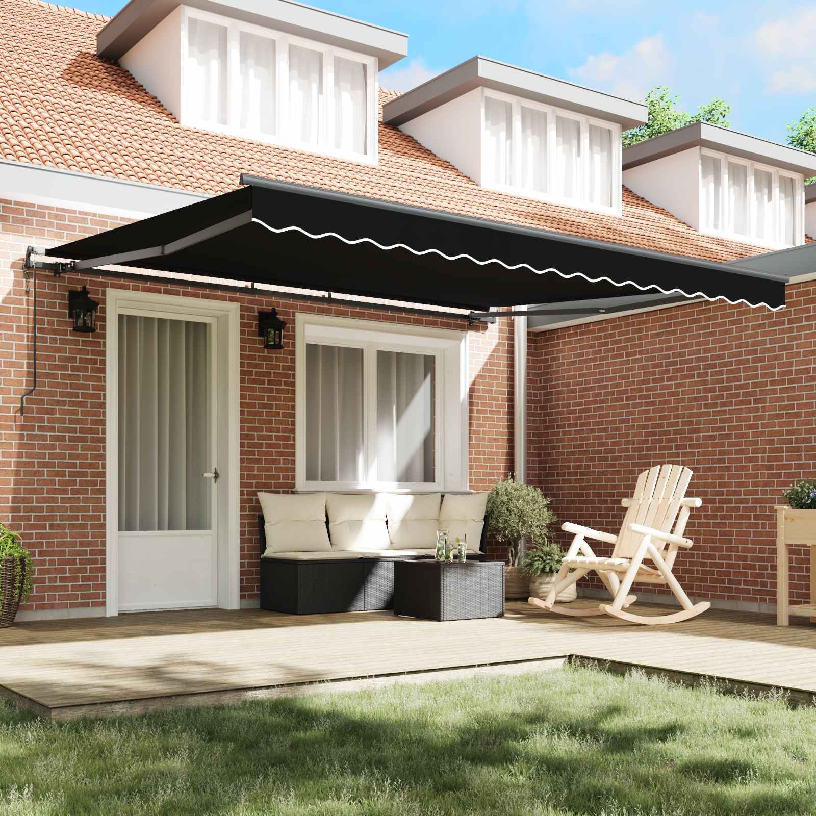 Tenda retrattile Nero 400 × 300 cm Tessuto e Alluminio