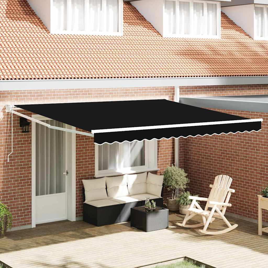 Tenda retrattile Nero 400 × 300 cm Poliestere e Metallo