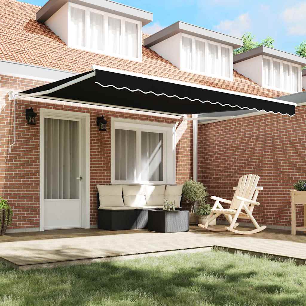 Tenda retrattile Nero 400 × 300 cm Poliestere e Metallo