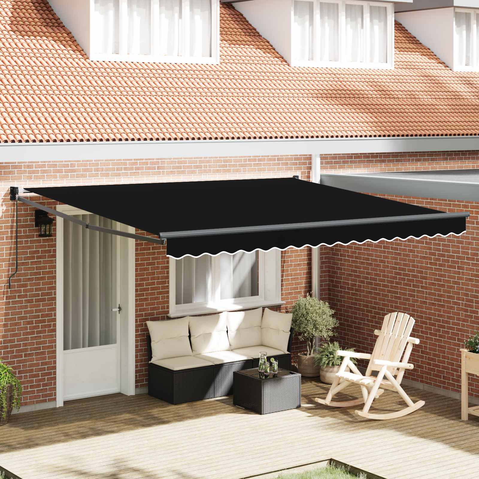 Tenda retrattile Nero 400 × 300 cm 100% Poliestere e Alluminio
