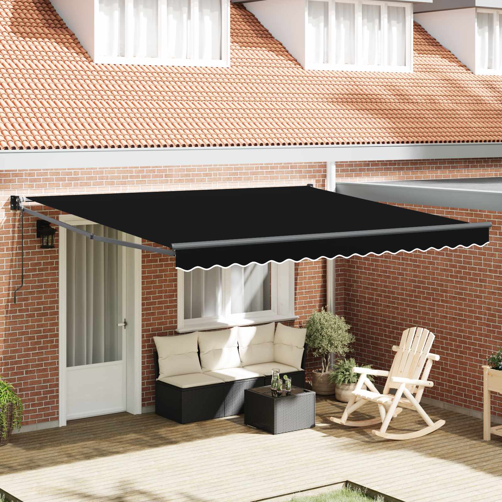 Tenda retrattile Nero 400 × 300 cm Poliestere e Metallo