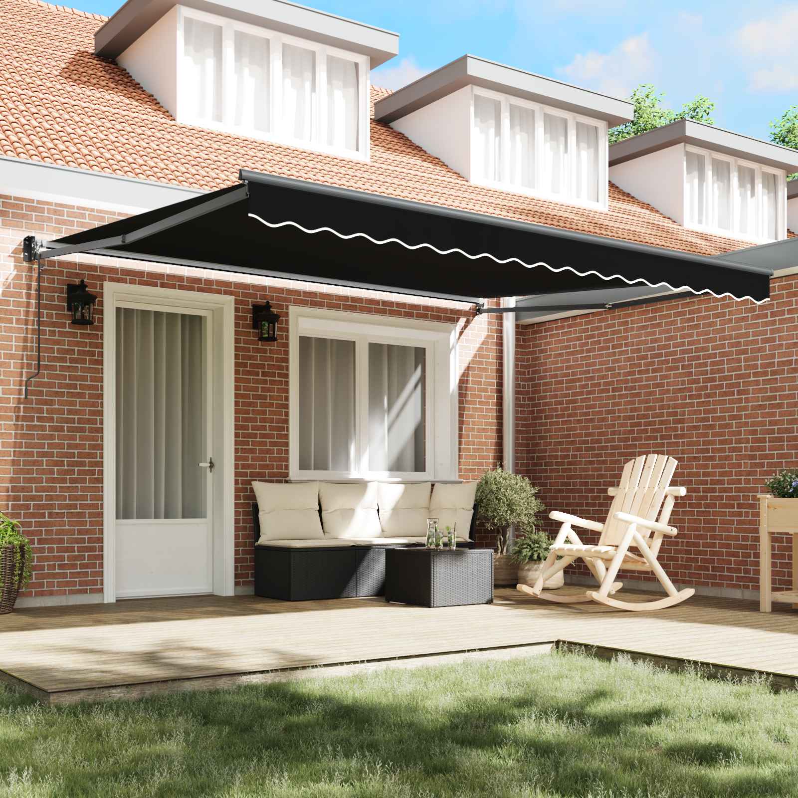 Tenda retrattile Nero 400 × 300 cm Poliestere e Metallo