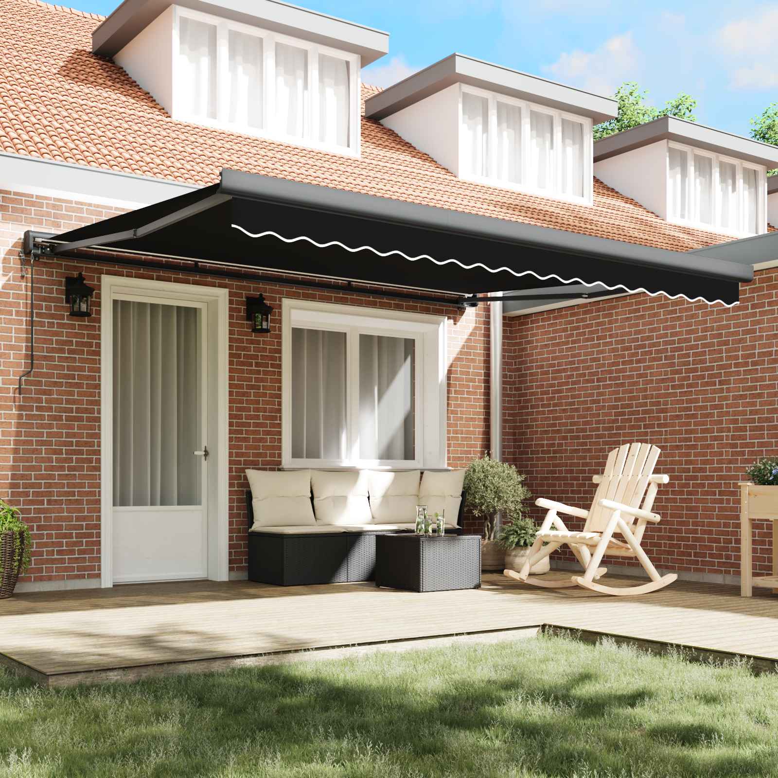 Tenda retrattile Nero 400 × 300 cm Tessuto e Metallo