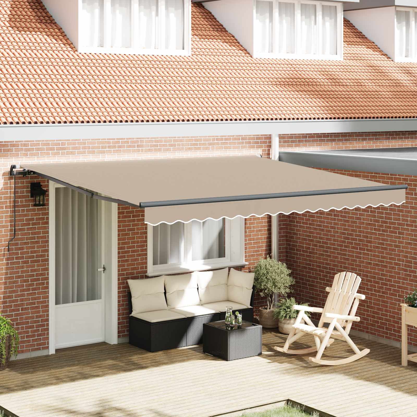 Tenda retrattile Beige 400 × 300 cm Poliestere e Alluminio