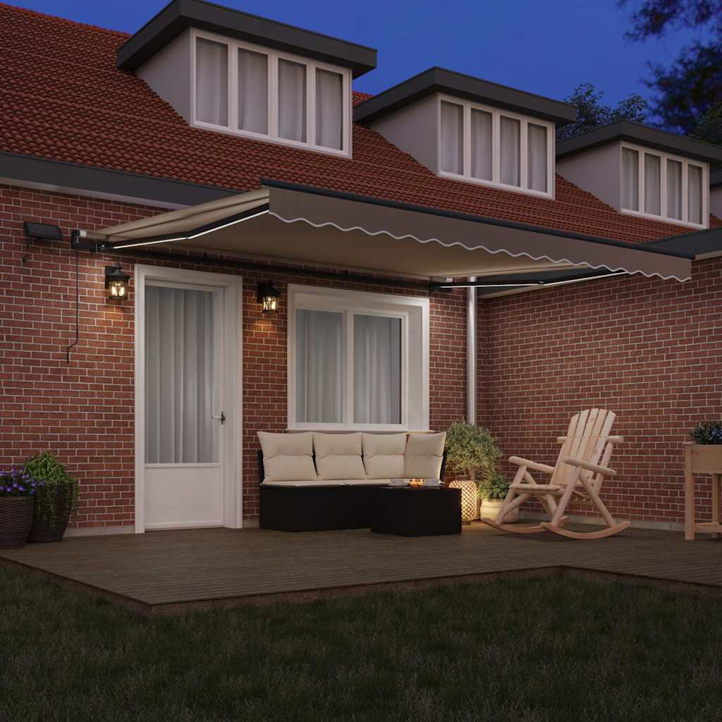 Tenda retrattile Beige 400 × 300 cm Tessuto e Alluminio
