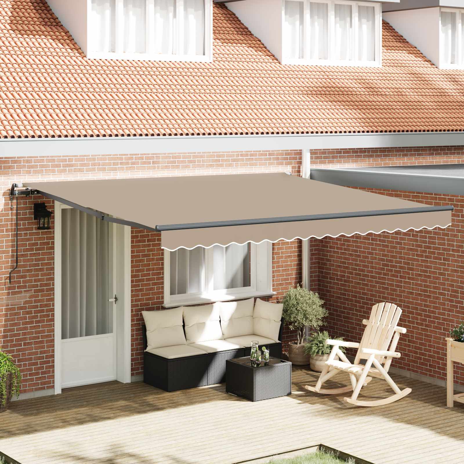 Tenda retrattile Beige 400 × 300 cm Tessuto e Alluminio