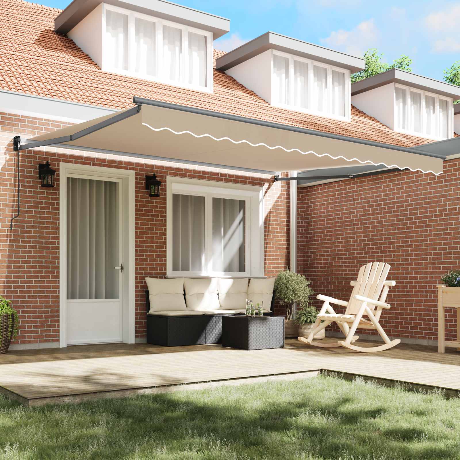 Tenda retrattile Beige 400 × 300 cm 100% Poliestere e Alluminio