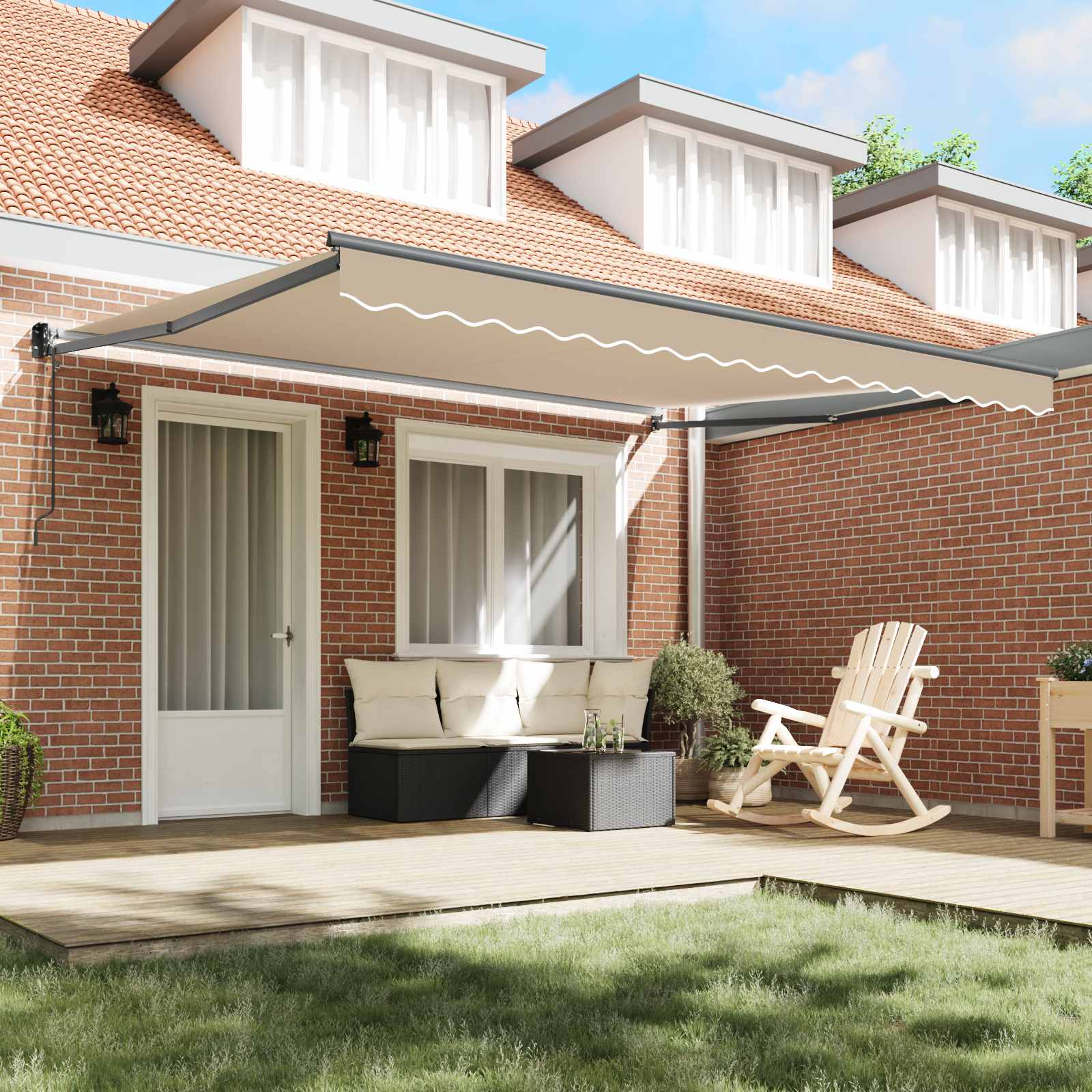 Tenda retrattile Beige 400 × 300 cm Poliestere e Metallo
