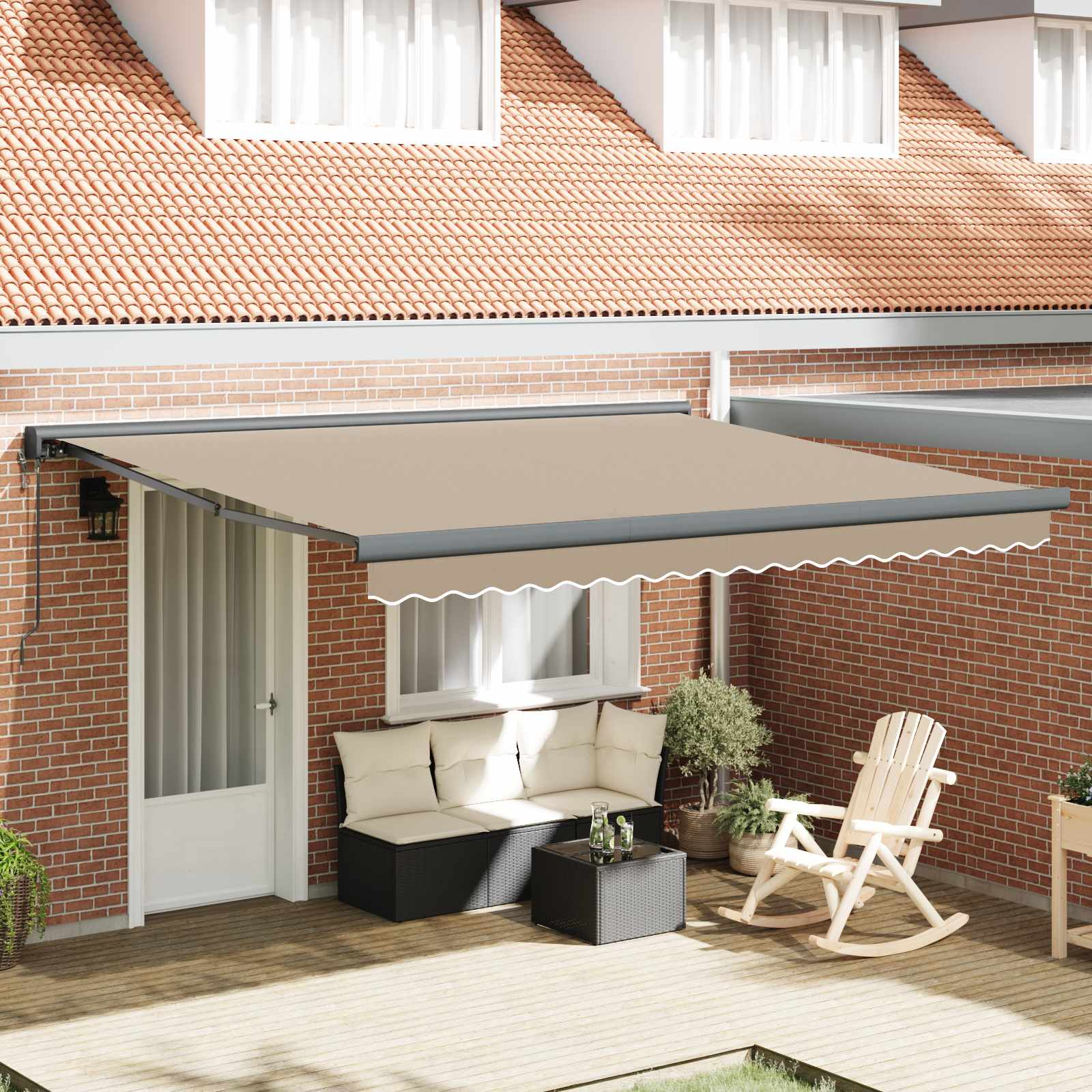 Tenda retrattile Beige 400 × 300 cm Tessuto e Metallo