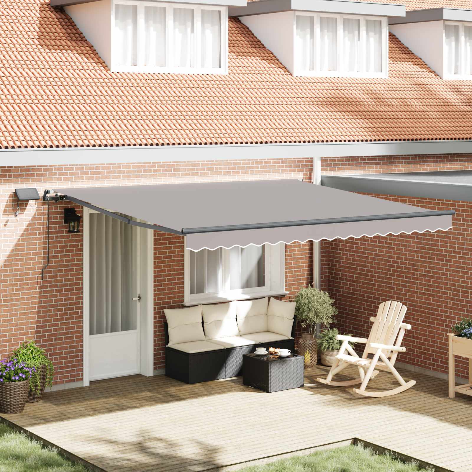 Tenda retrattile Grigio Chiaro 400 × 300 cm Tessuto e Alluminio