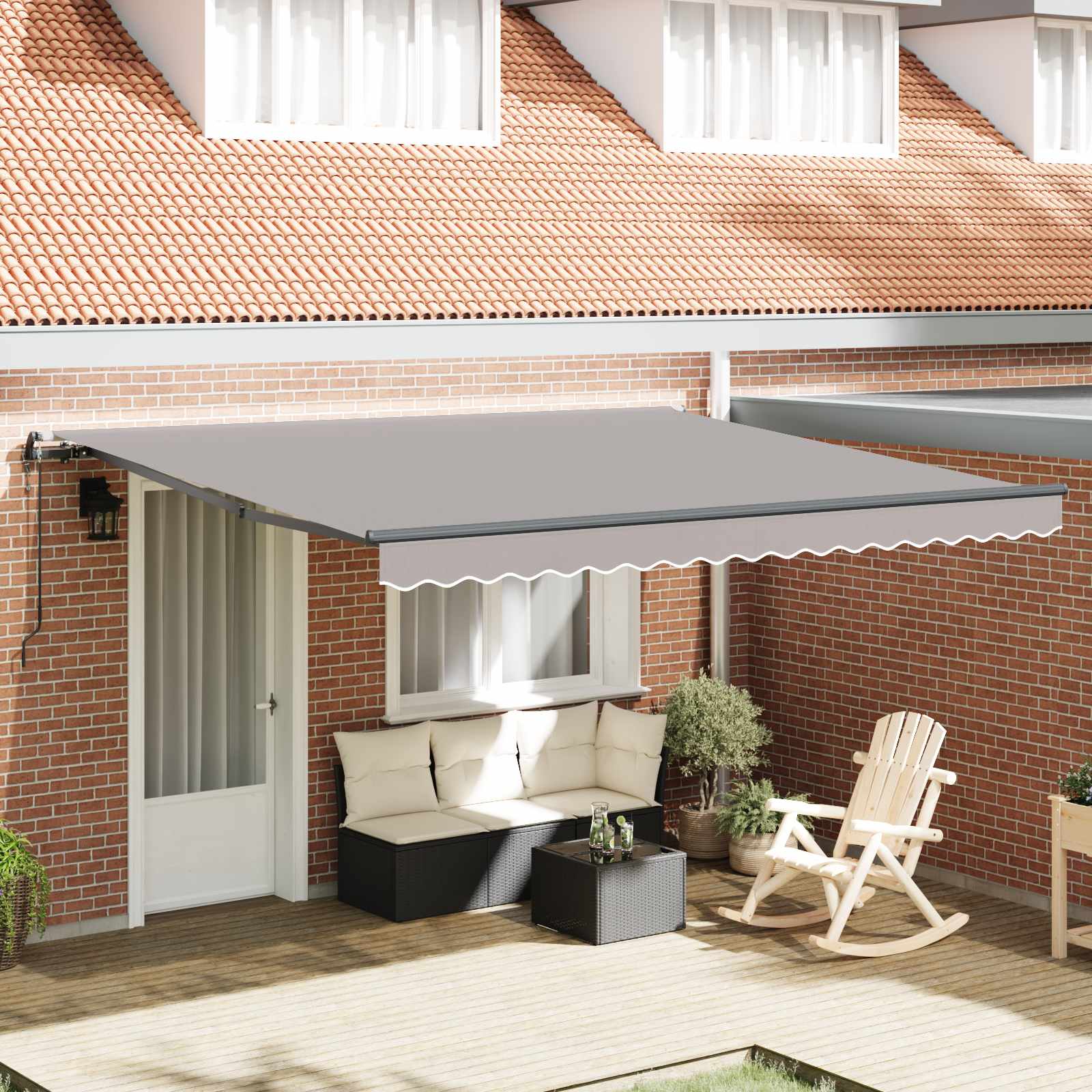 Tenda retrattile Grigio Chiaro 400 × 300 cm Tessuto e Alluminio