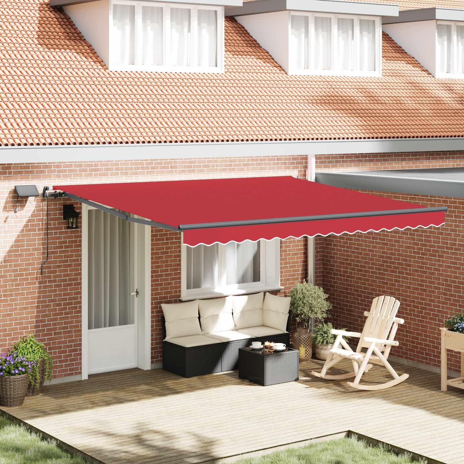 Tenda retrattile Rosso 400 × 300 cm Tessuto e Alluminio