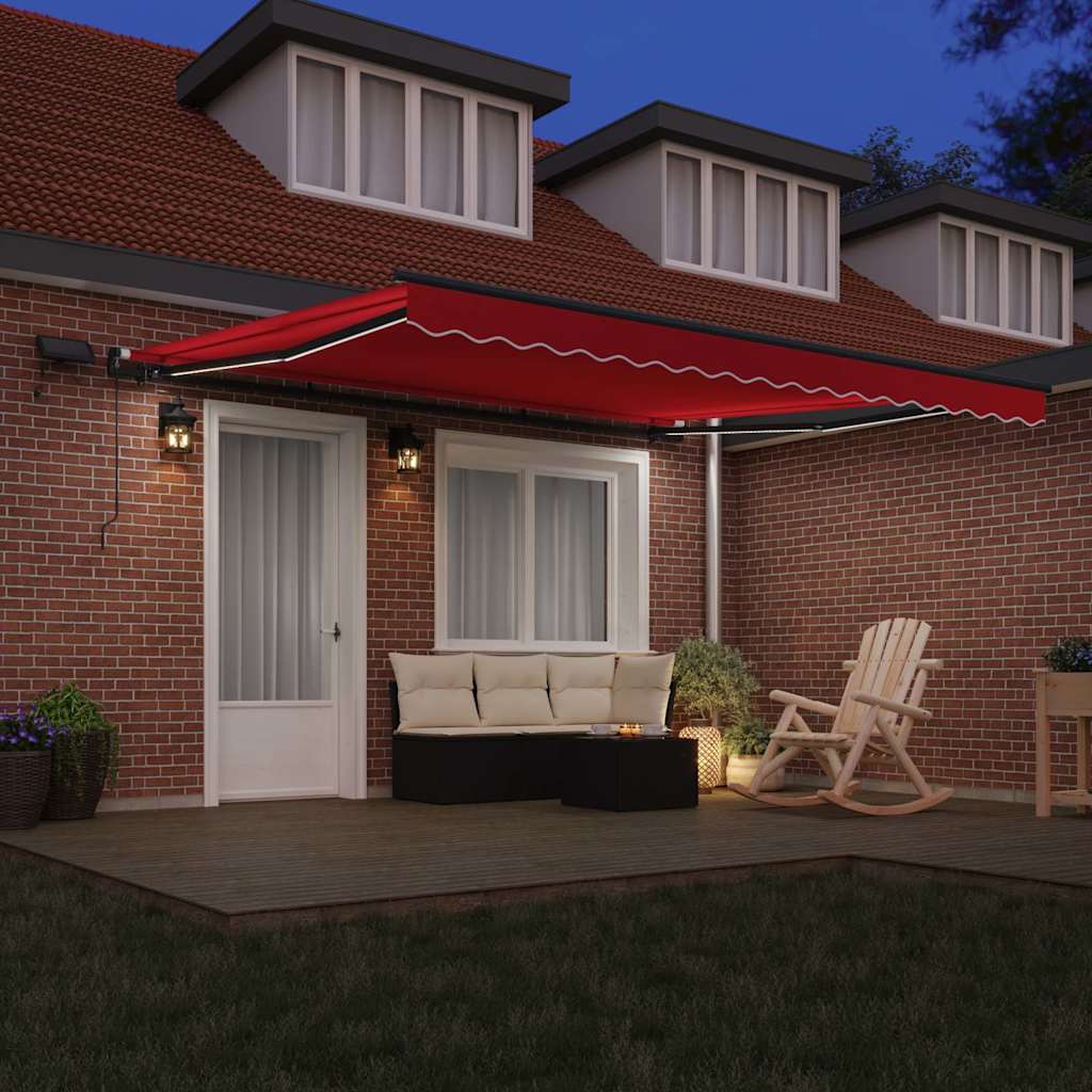 Tenda retrattile Rosso 400 × 300 cm Tessuto e Alluminio