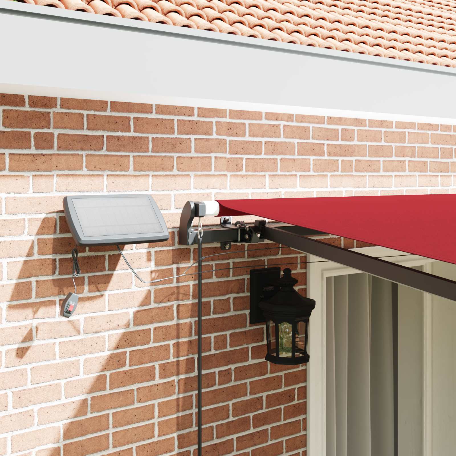 Tenda retrattile Rosso 400 × 300 cm Tessuto e Alluminio
