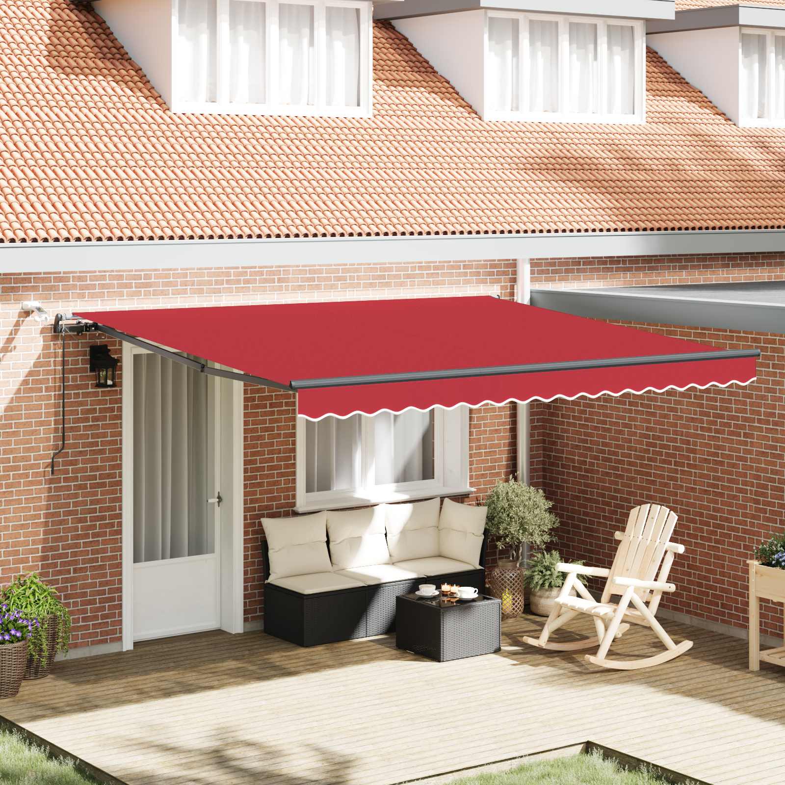 Tenda retrattile Rosso 400 × 300 cm Poliestere