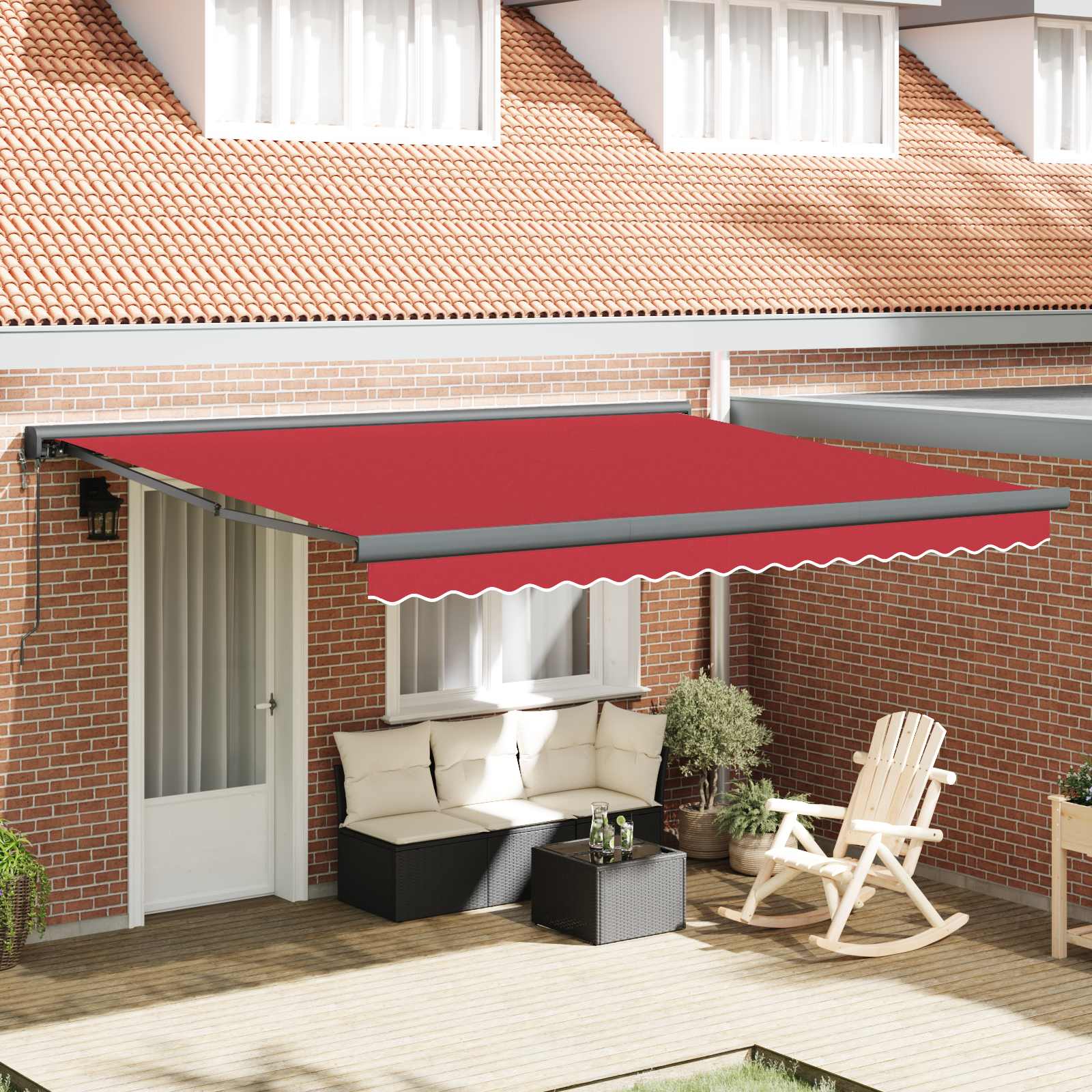 Tenda retrattile Rosso 400 x 300 x 165 cm Tessuto e Metallo