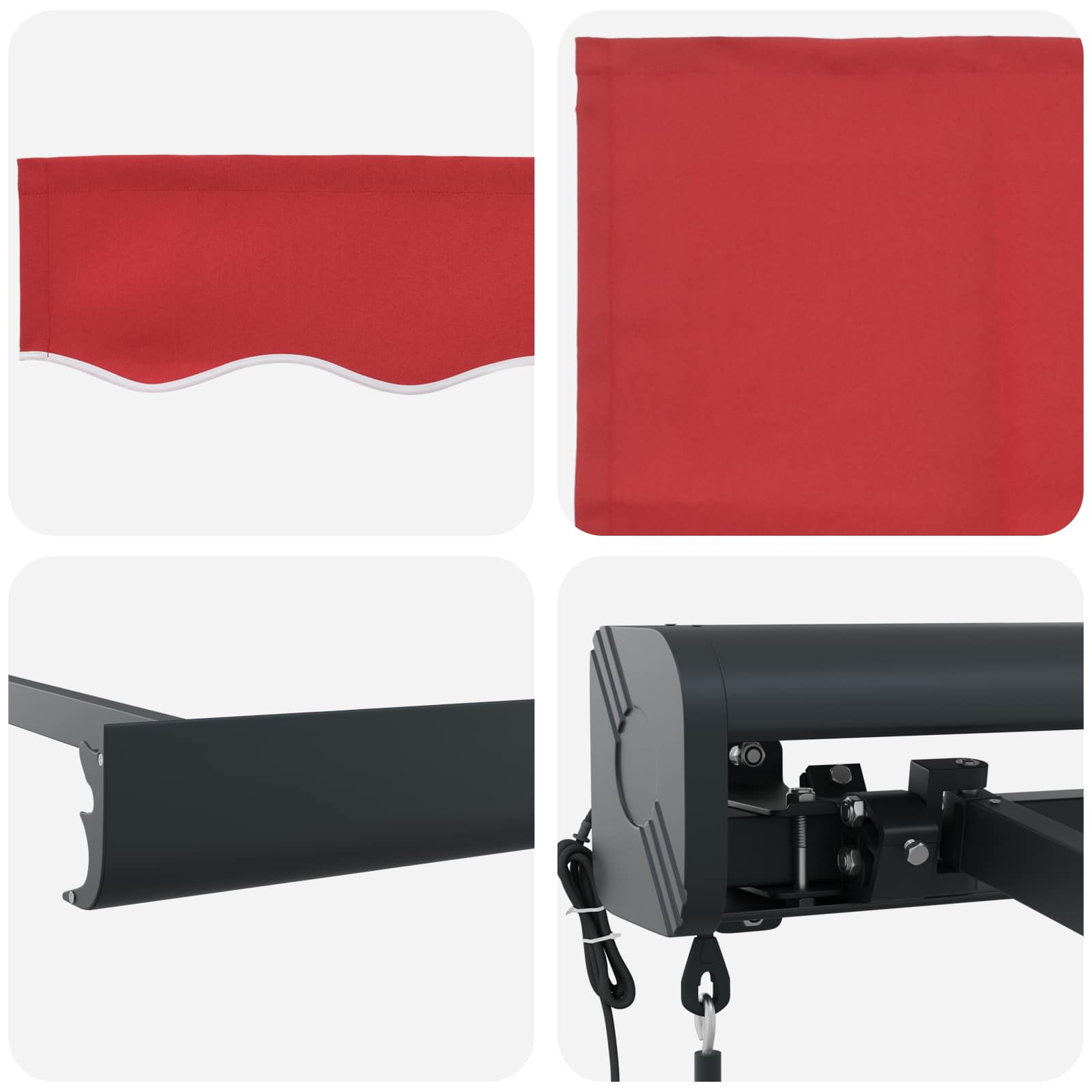Tenda retrattile Rosso 400 x 300 x 165 cm Tessuto e Metallo