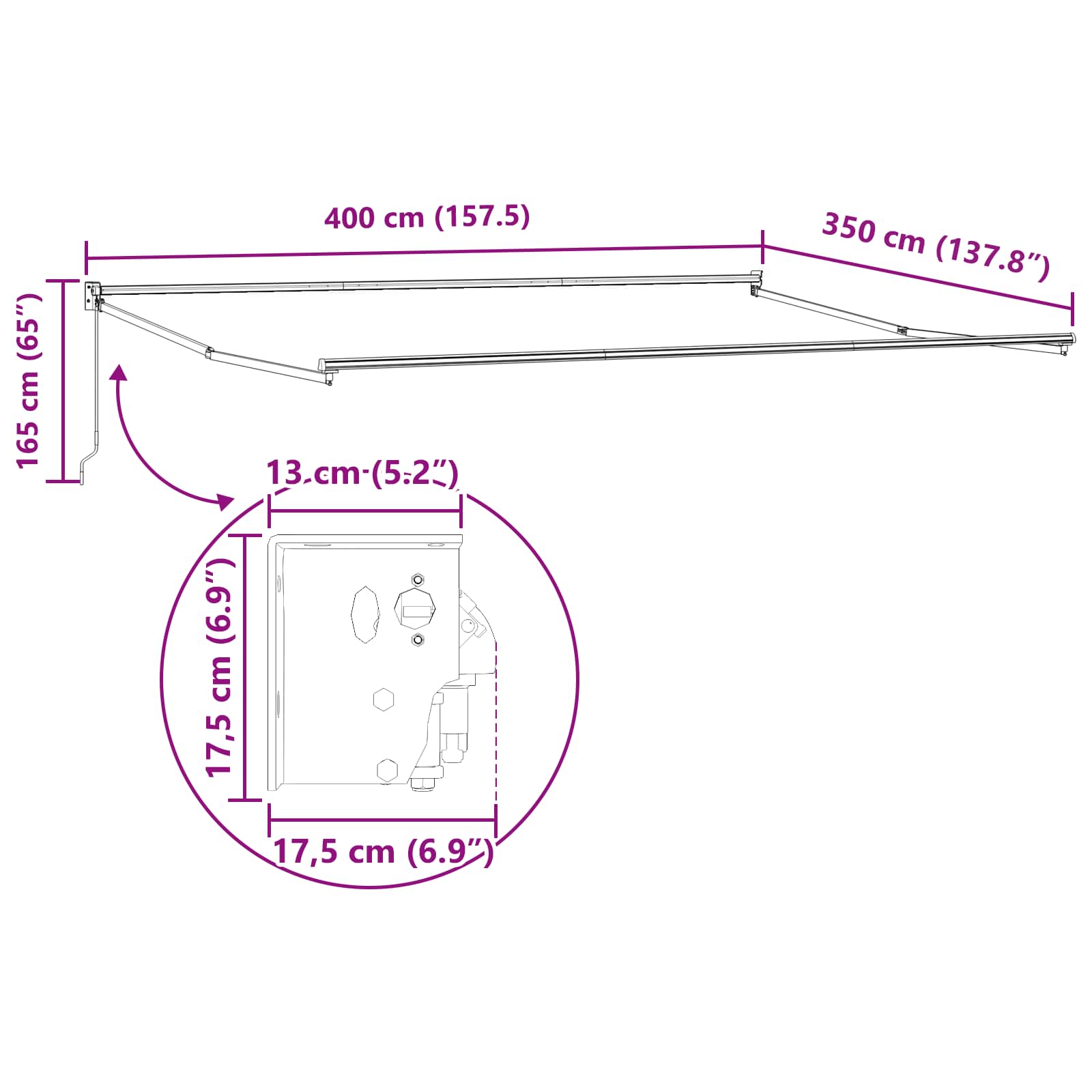 Tenda retrattile Giallo e Arancione 400 × 350 cm