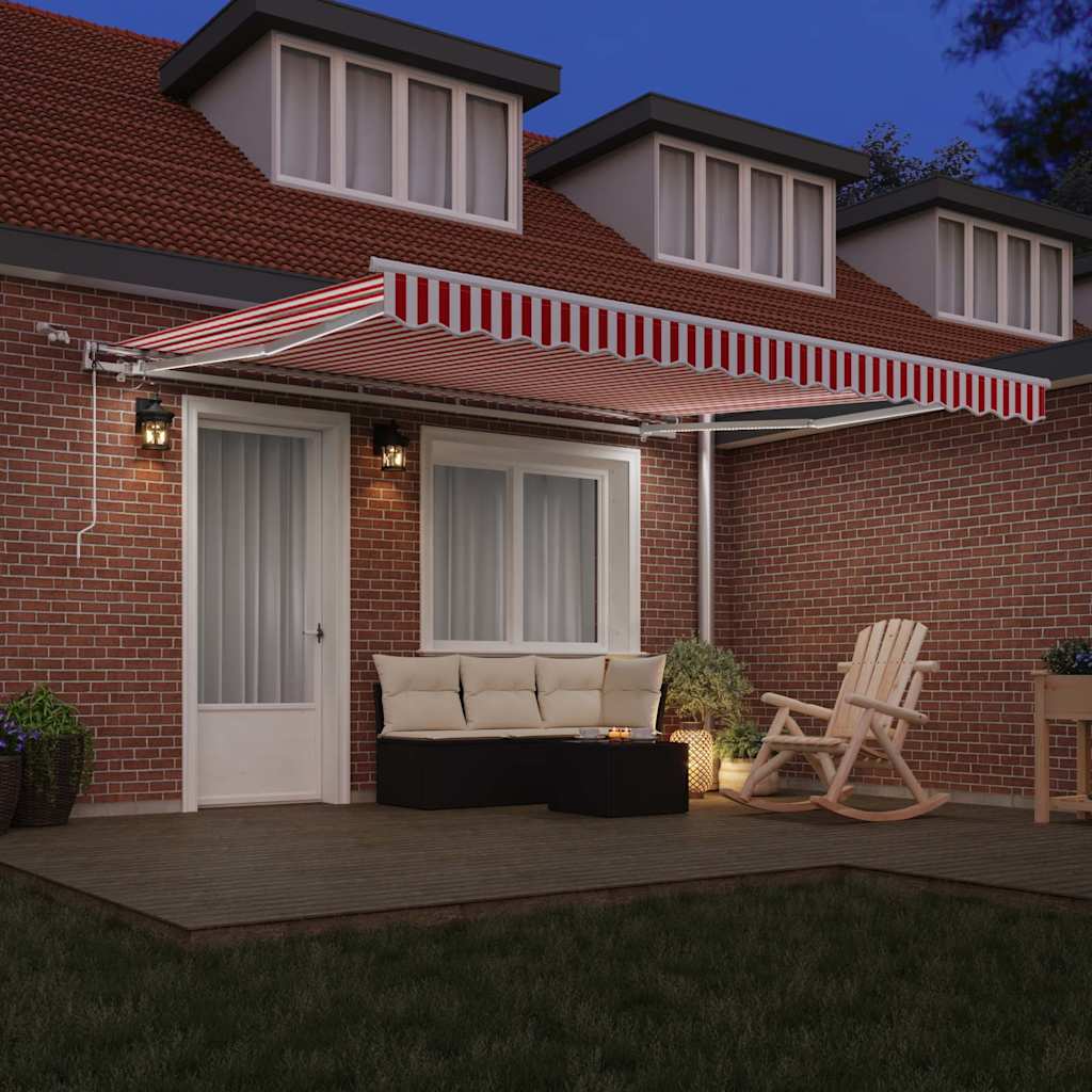 Tenda retrattile Rosso e Bianco 400 × 350 cm Poliestere