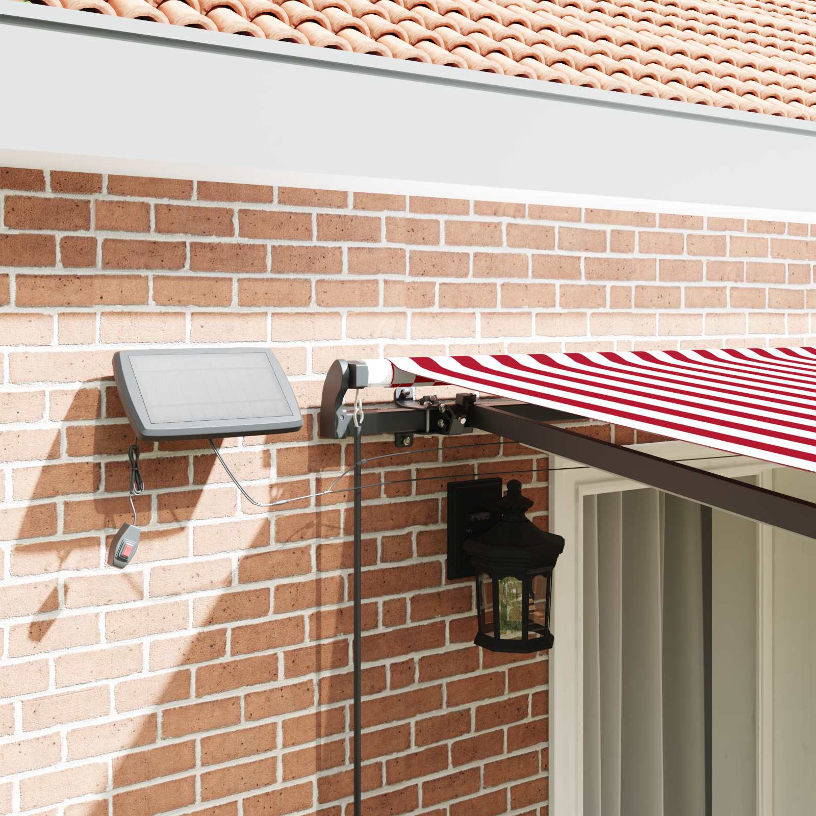 Tenda retrattile Rosso e Bianco 400 × 350 cm
