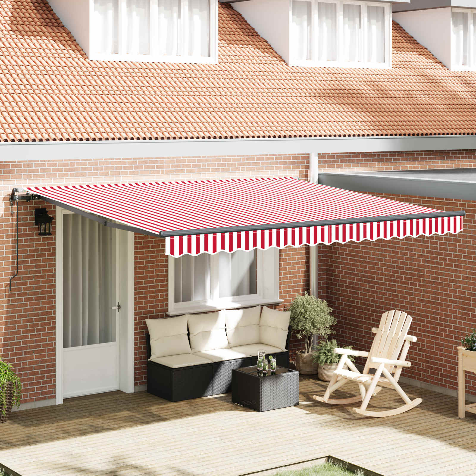 Tenda retrattile Rosso e Bianco 400 × 350 cm