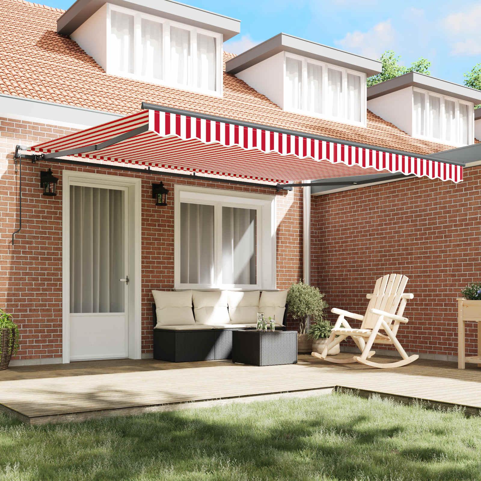 Tenda retrattile Rosso e Bianco 400 × 350 cm