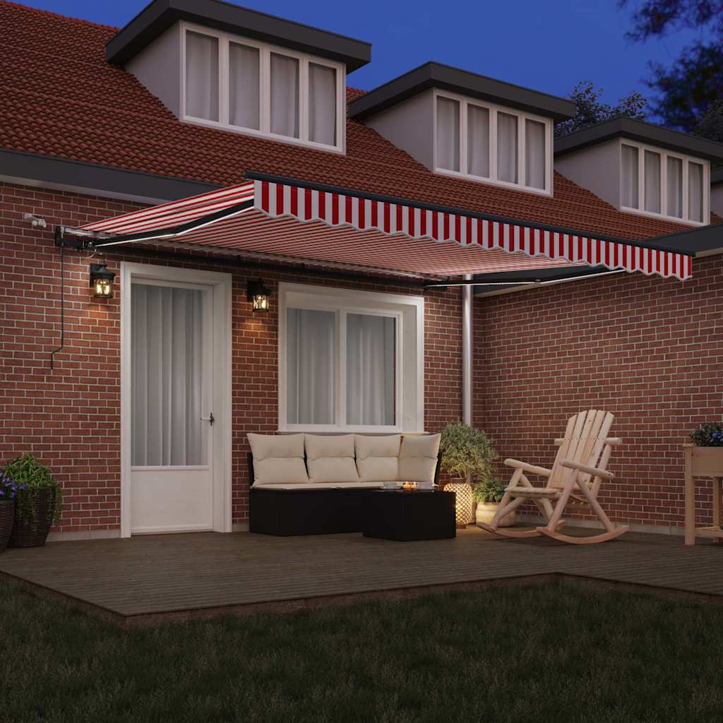 Tenda retrattile Rosso e Bianco 400 × 350 cm Poliestere