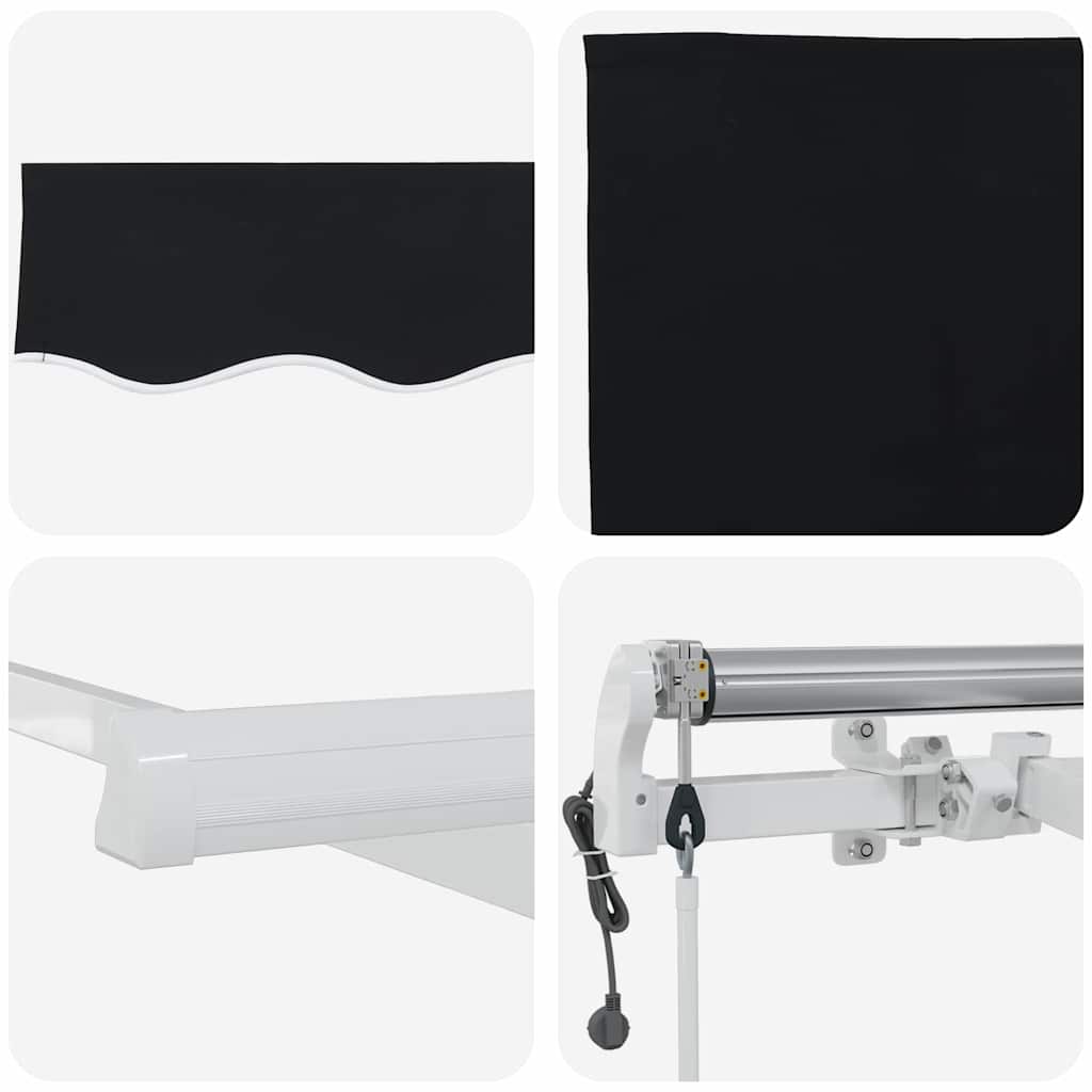 Tenda retrattile Nero 400 × 350 cm Tessuto e Alluminio