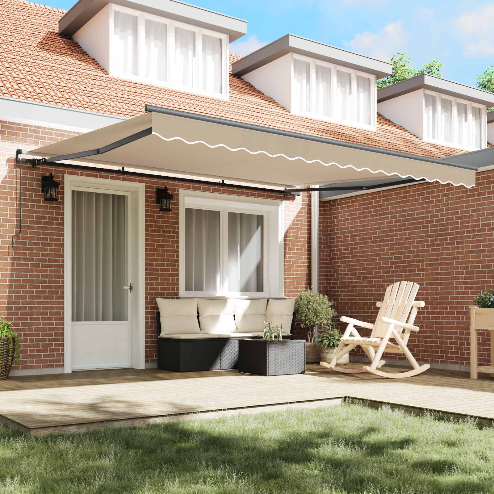 Tenda retrattile Beige 400 × 350 cm Poliestere e Alluminio