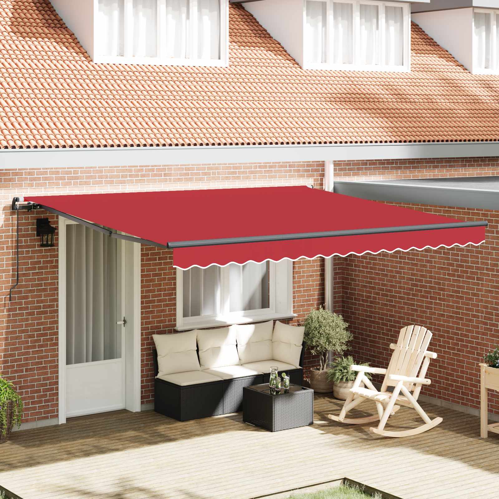 Tenda retrattile Rosso 400 × 350 cm Poliestere e Alluminio