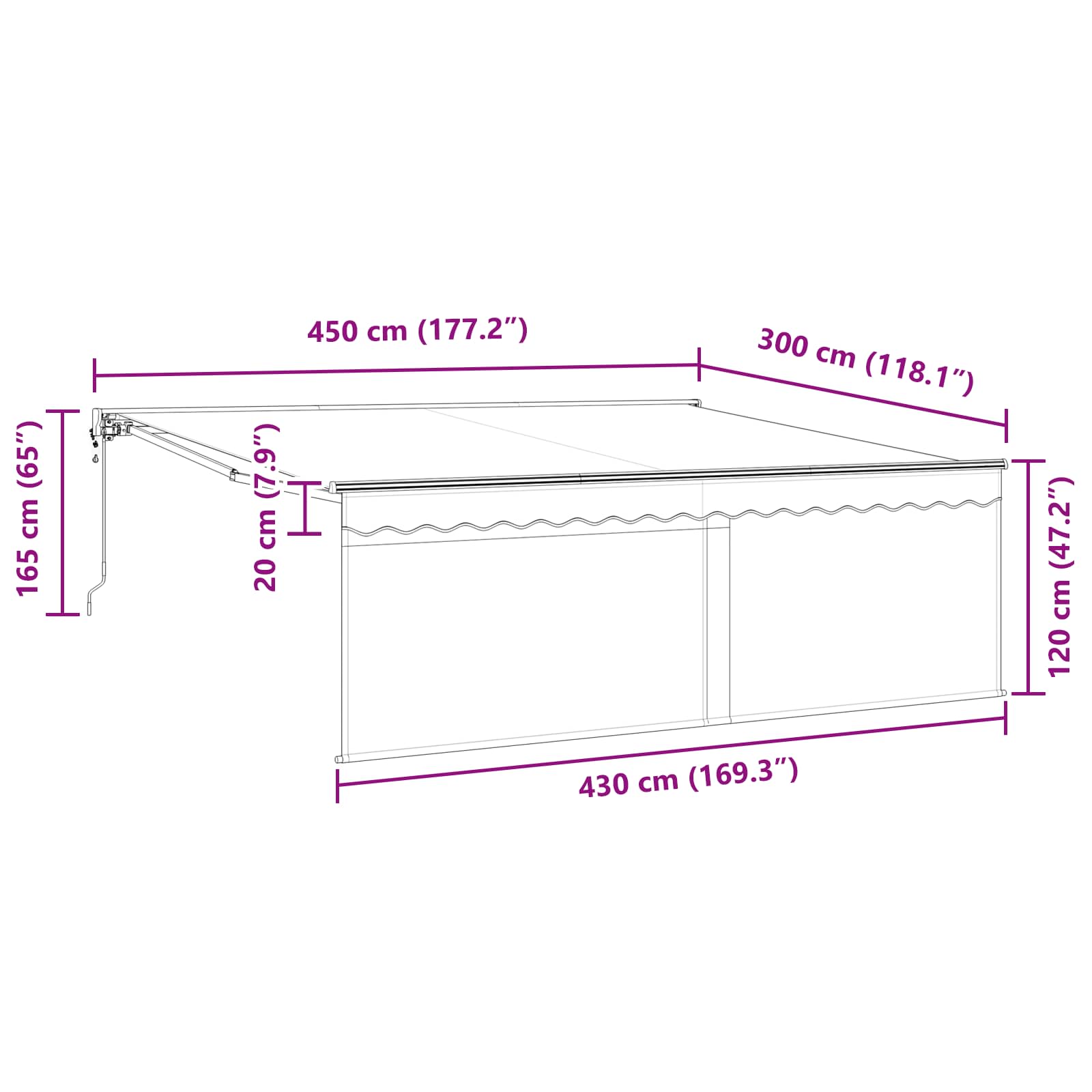 Tenda retrattile Blu e Bianco 400 × 300 cm