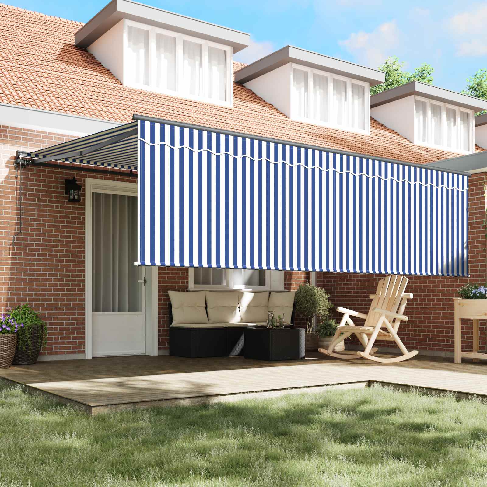 Tenda retrattile Blu e Bianco 400 × 300 cm