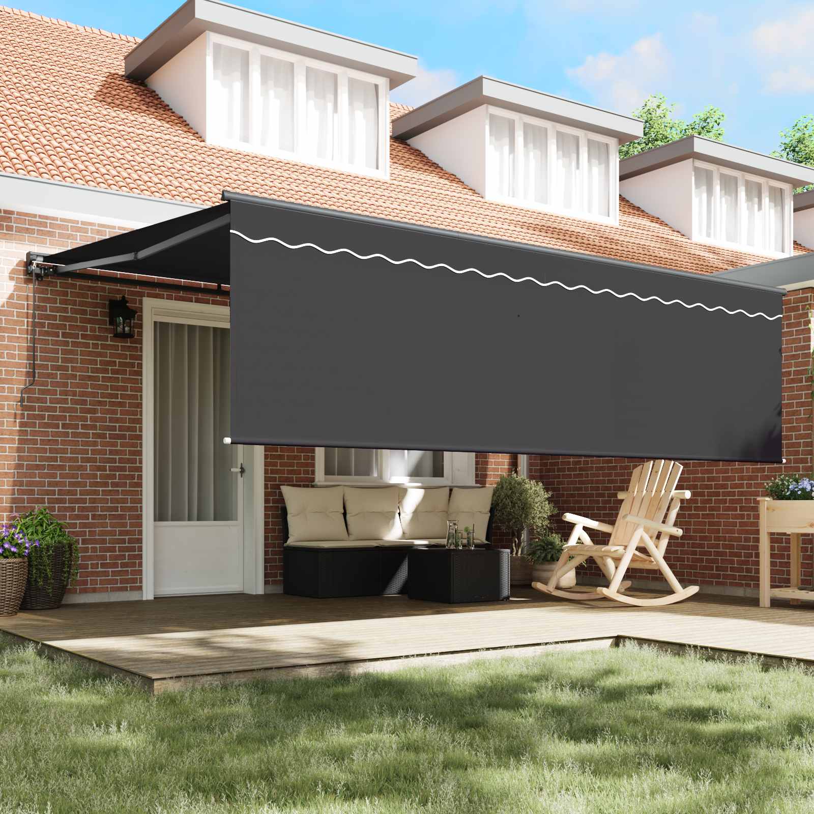 Tenda retrattile Antracite 450 × 300 cm Poliestere e Alluminio