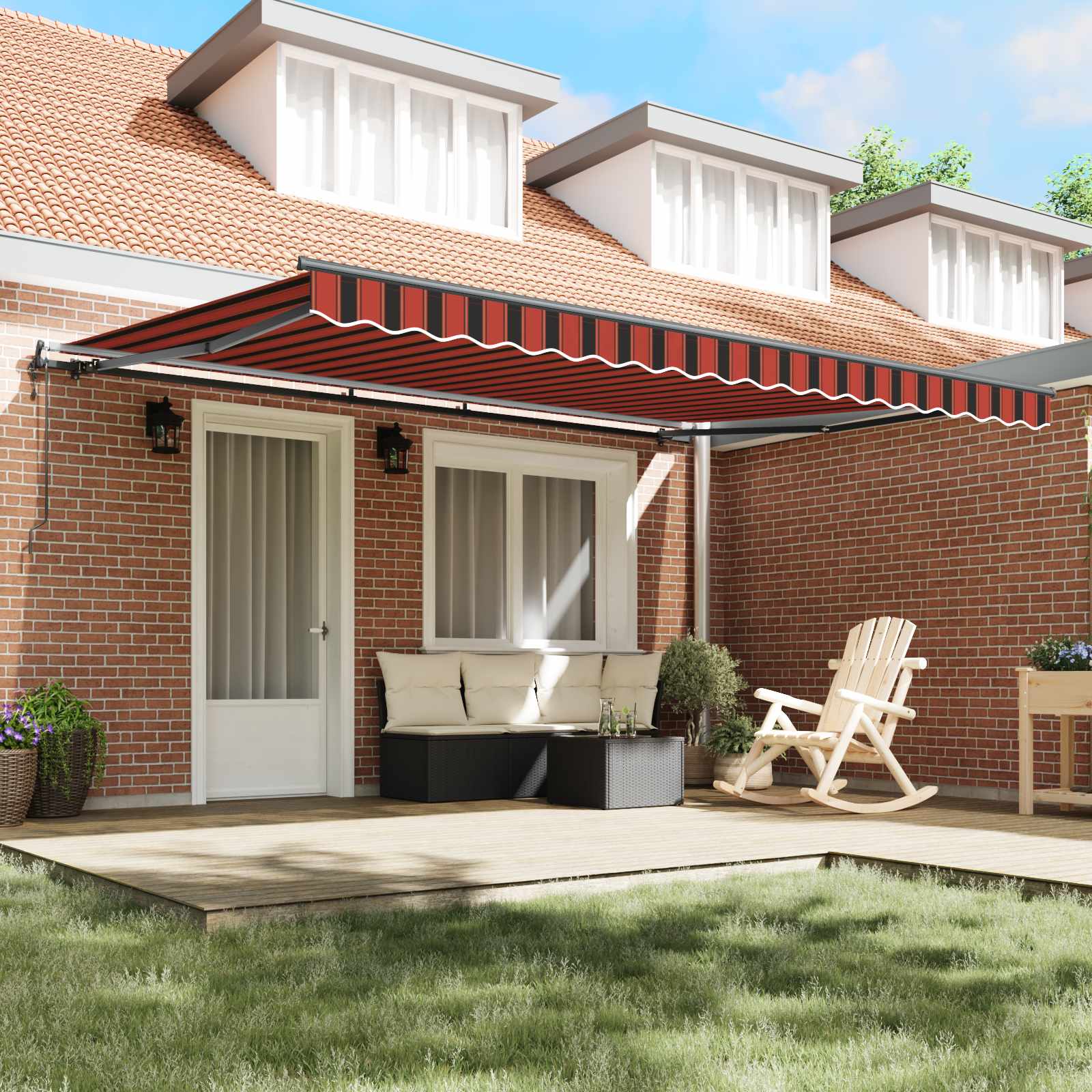 Tenda retrattile arancione e marrone 450 × 300 cm