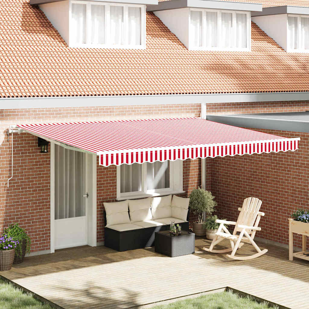 Tenda retrattile Rosso e Bianco 450 × 300 cm