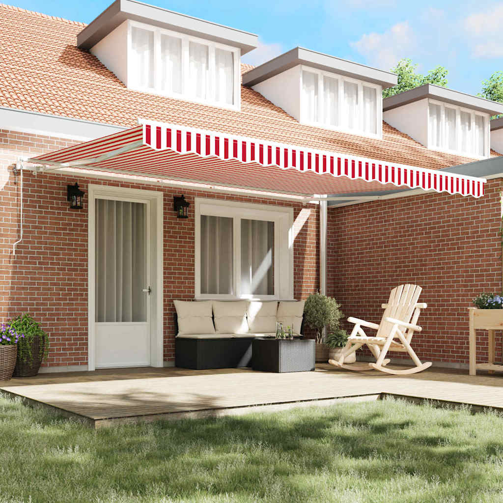 Tenda retrattile Rosso e Bianco 450 × 300 cm