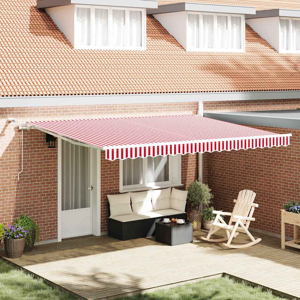 Tenda retrattile Rosso e Bianco 450 × 300 cm Poliestere