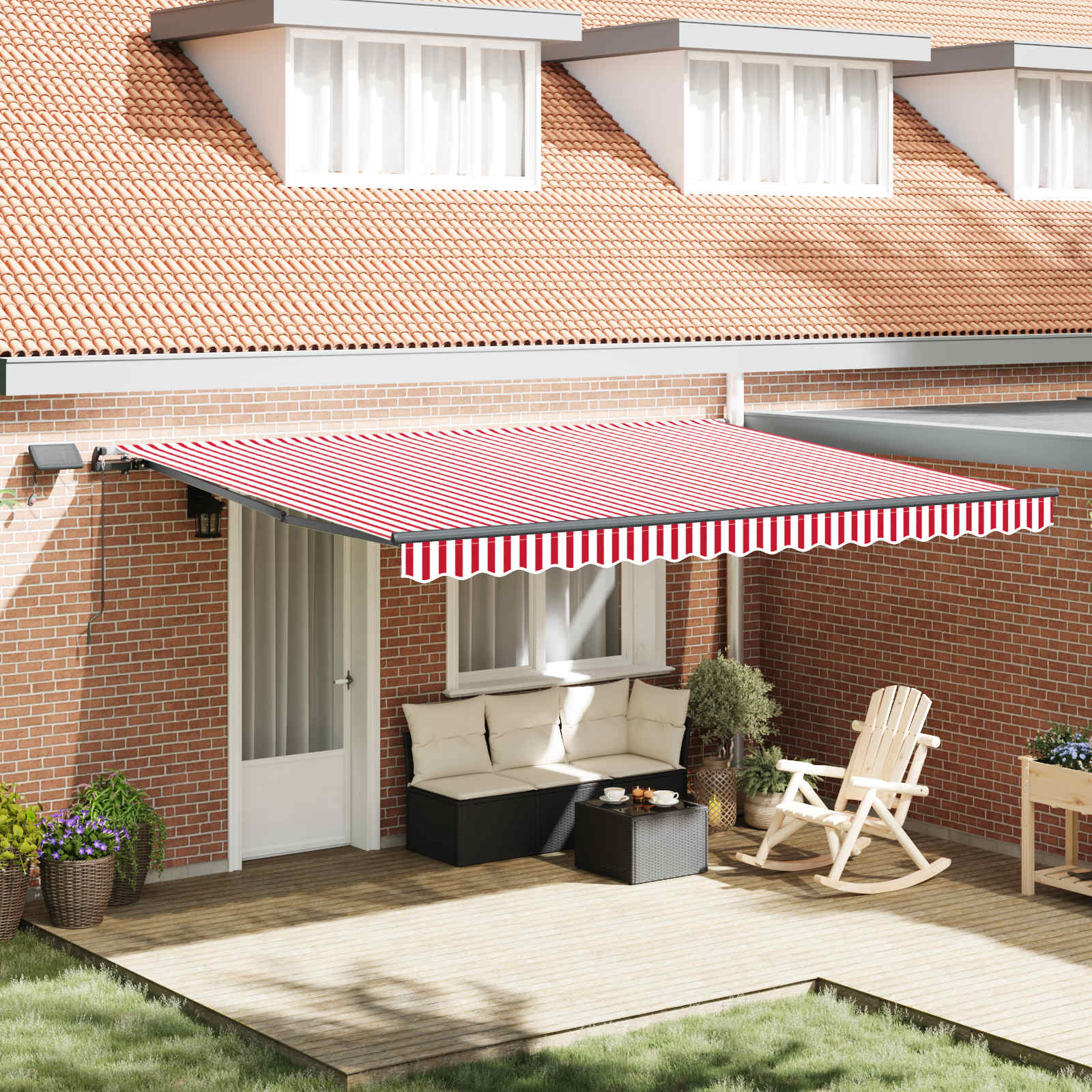 Tenda retrattile Rosso e Bianco 450 × 300 cm