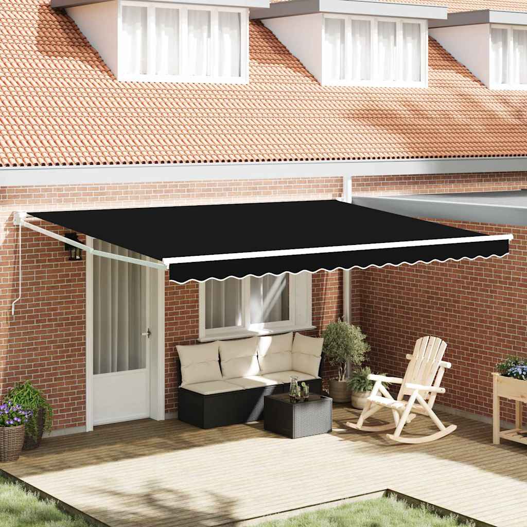 Tenda retrattile Nero 450 × 300 cm 100% Poliestere e Alluminio