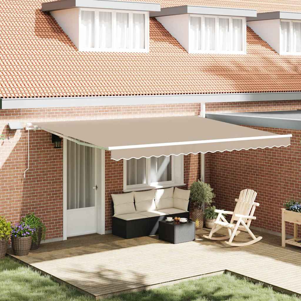 Tenda retrattile Beige 450 × 300 cm Tessuto e Alluminio