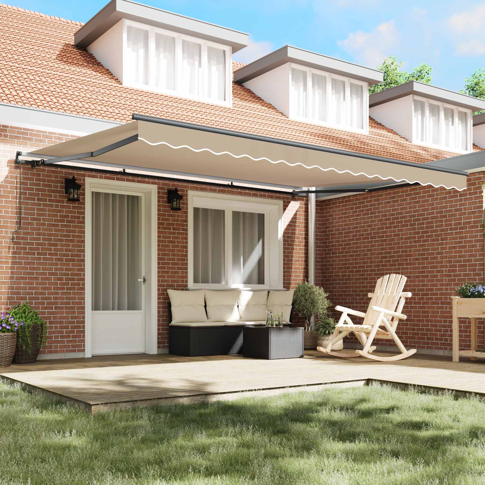 Tenda retrattile Beige 450 × 300 cm Poliestere e Alluminio
