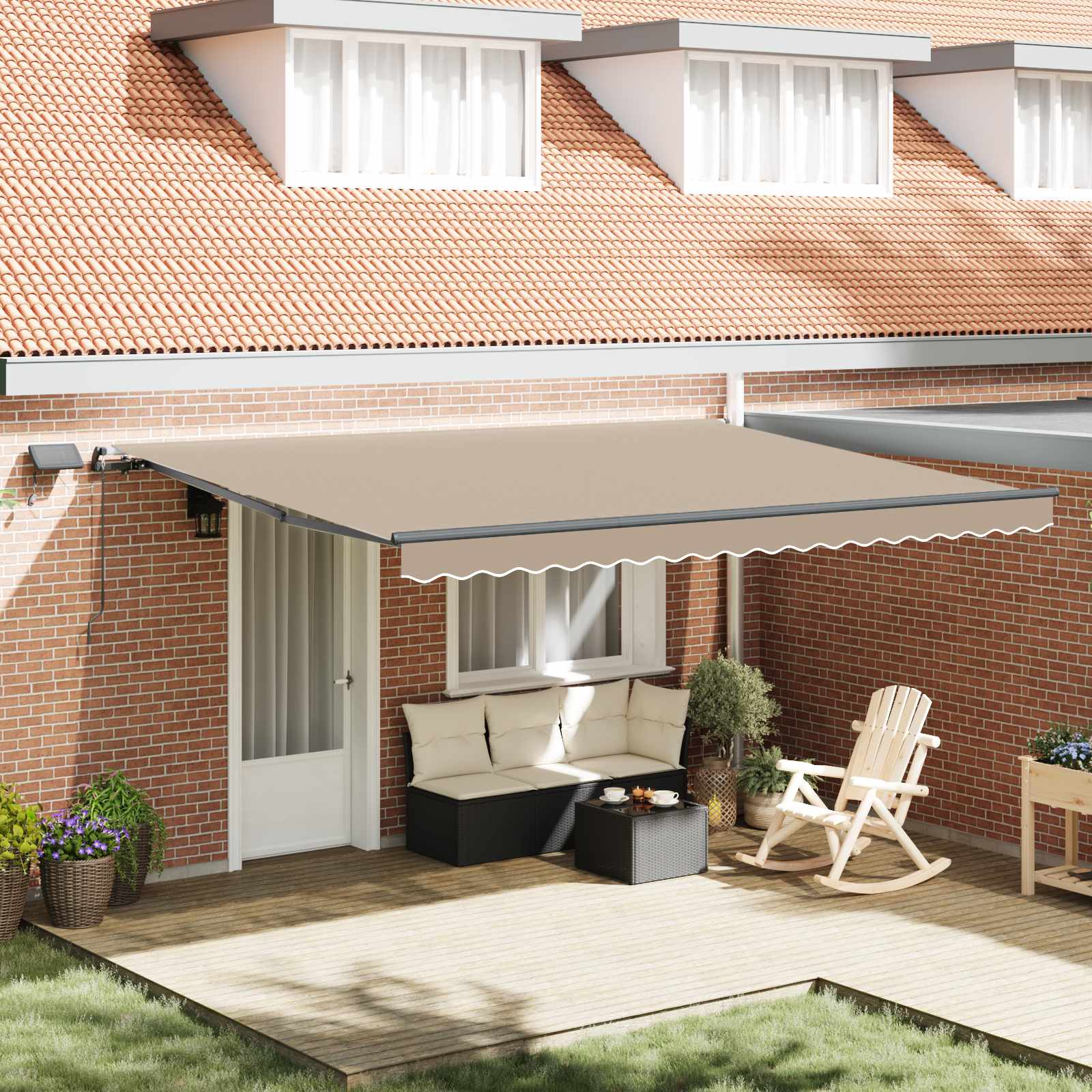 Tenda retrattile Beige 450 × 300 cm Tessuto e Alluminio