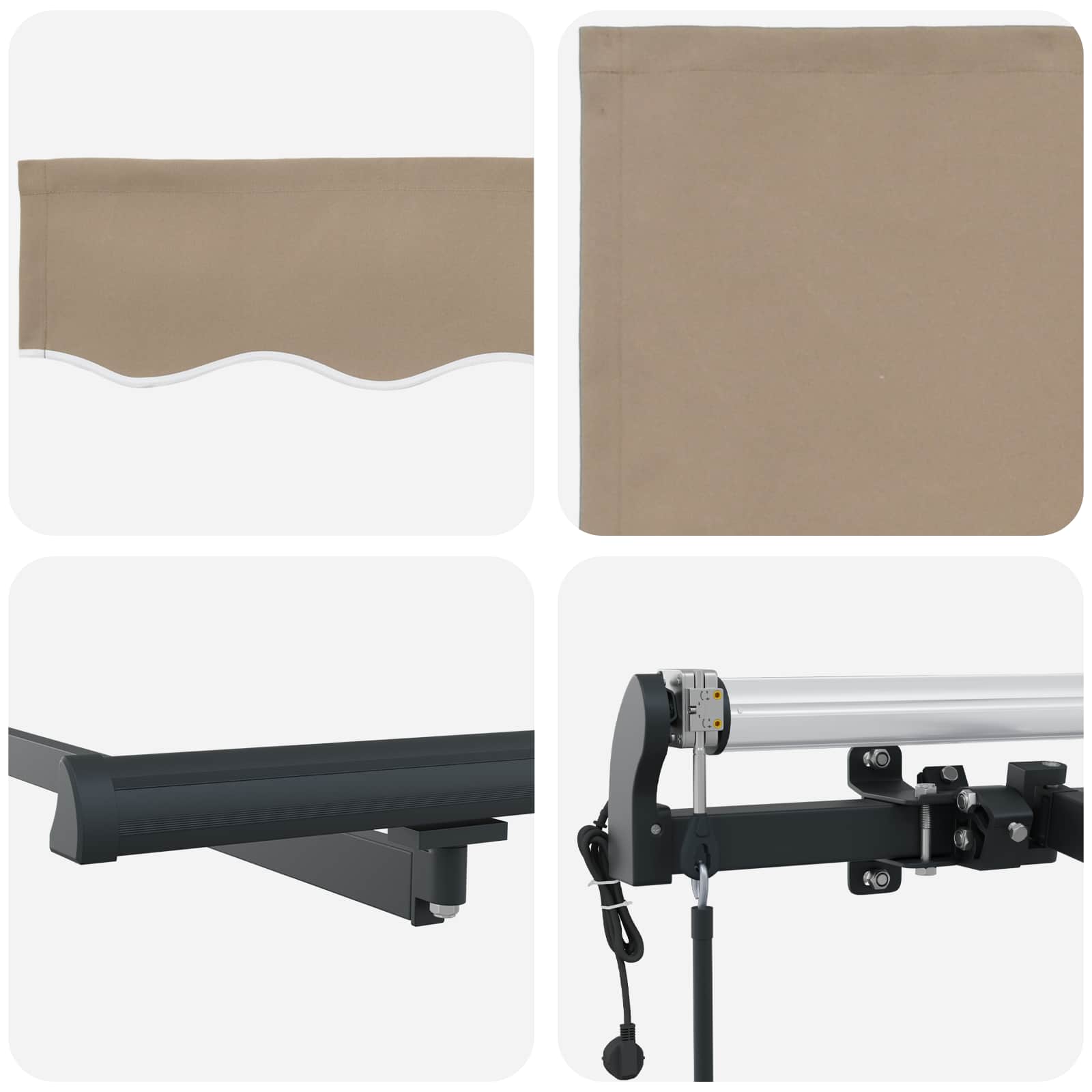 Tenda retrattile Beige 450 × 300 cm Tessuto e Alluminio