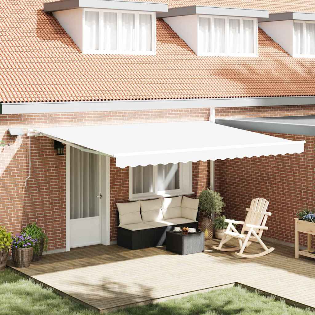 Tenda retrattile Bianco 450 × 300 cm Tessuto e Alluminio