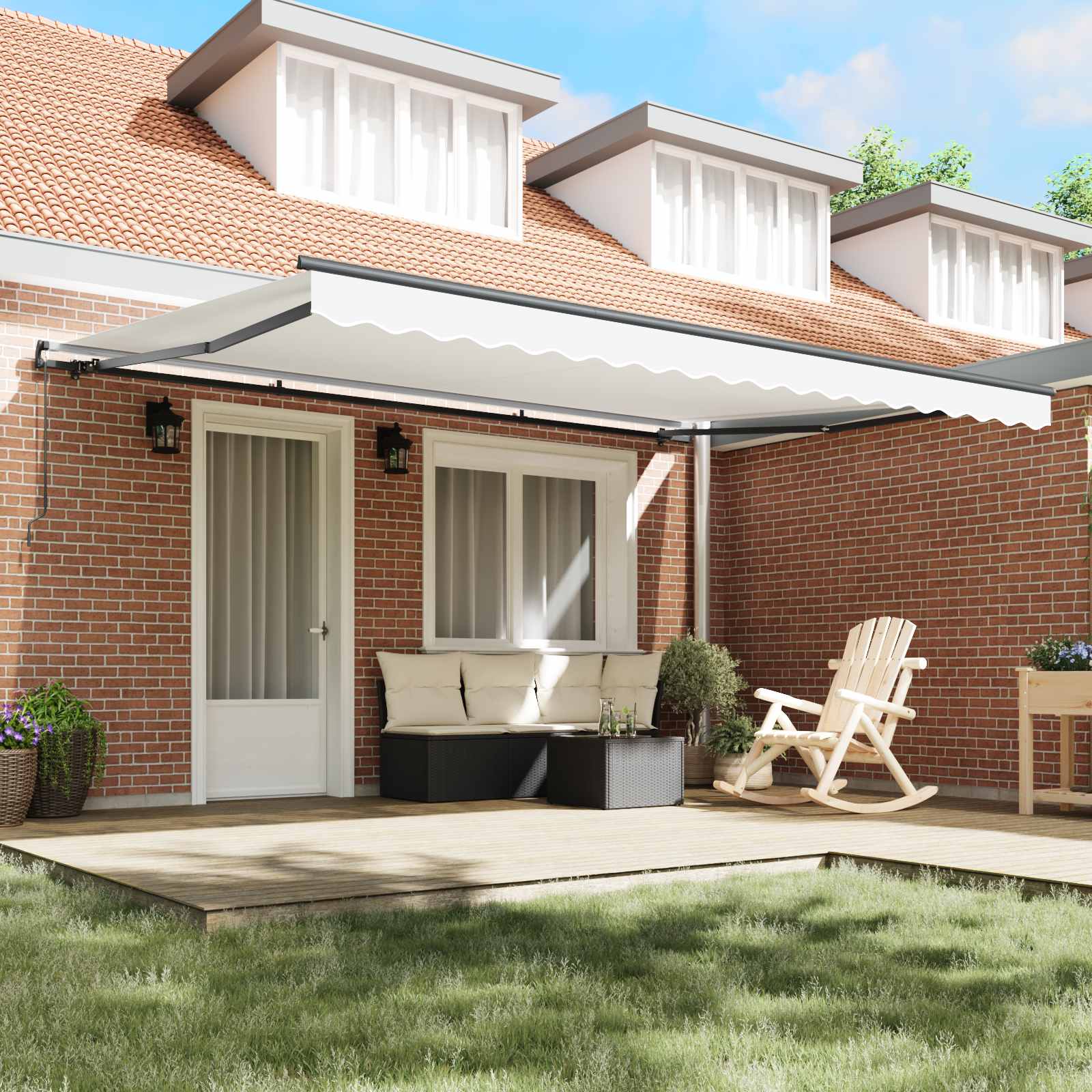 Tenda retrattile Bianco 450 × 300 cm Poliestere e Alluminio