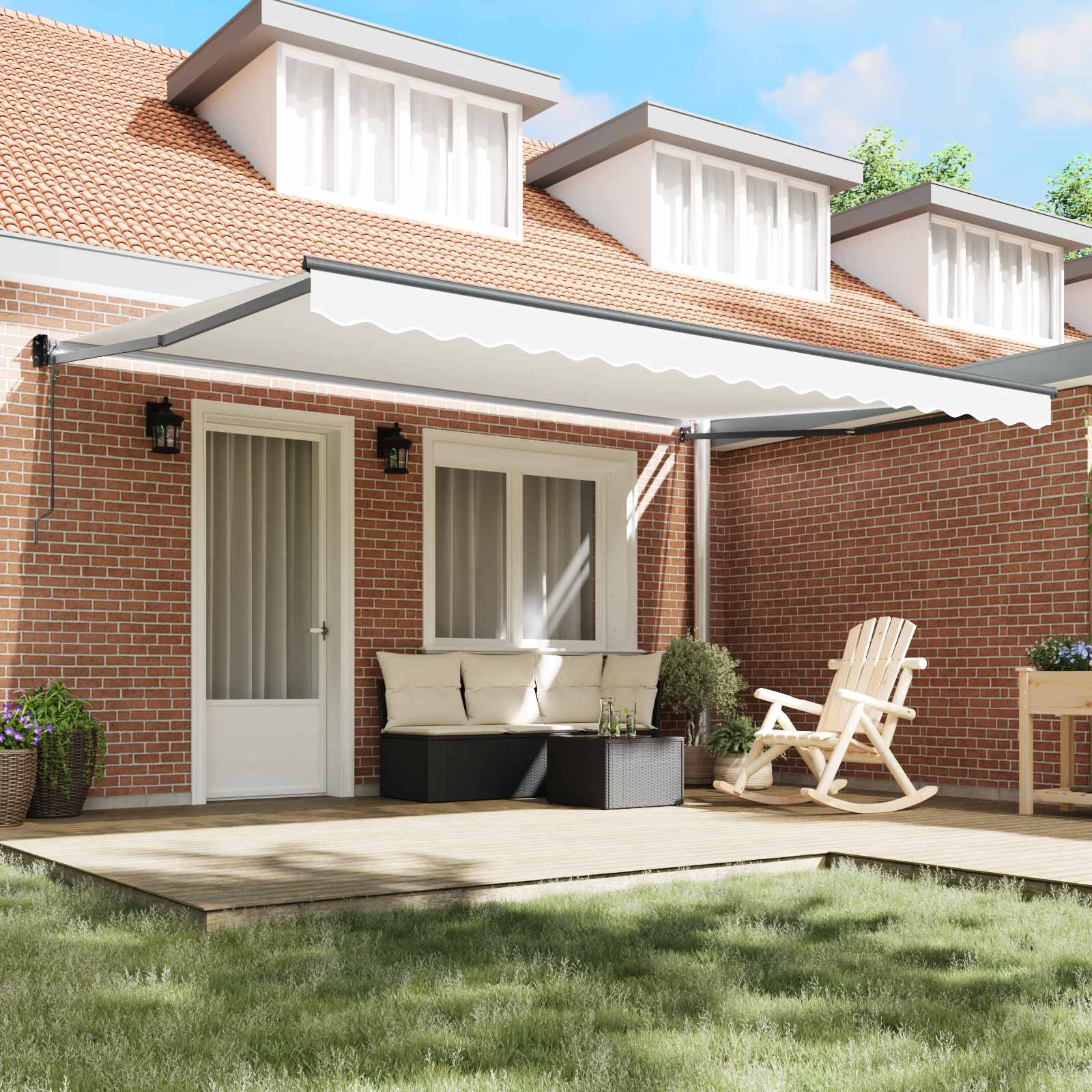 Tenda retrattile Bianco 450 x 300 x 165 cm Poliestere e Metallo